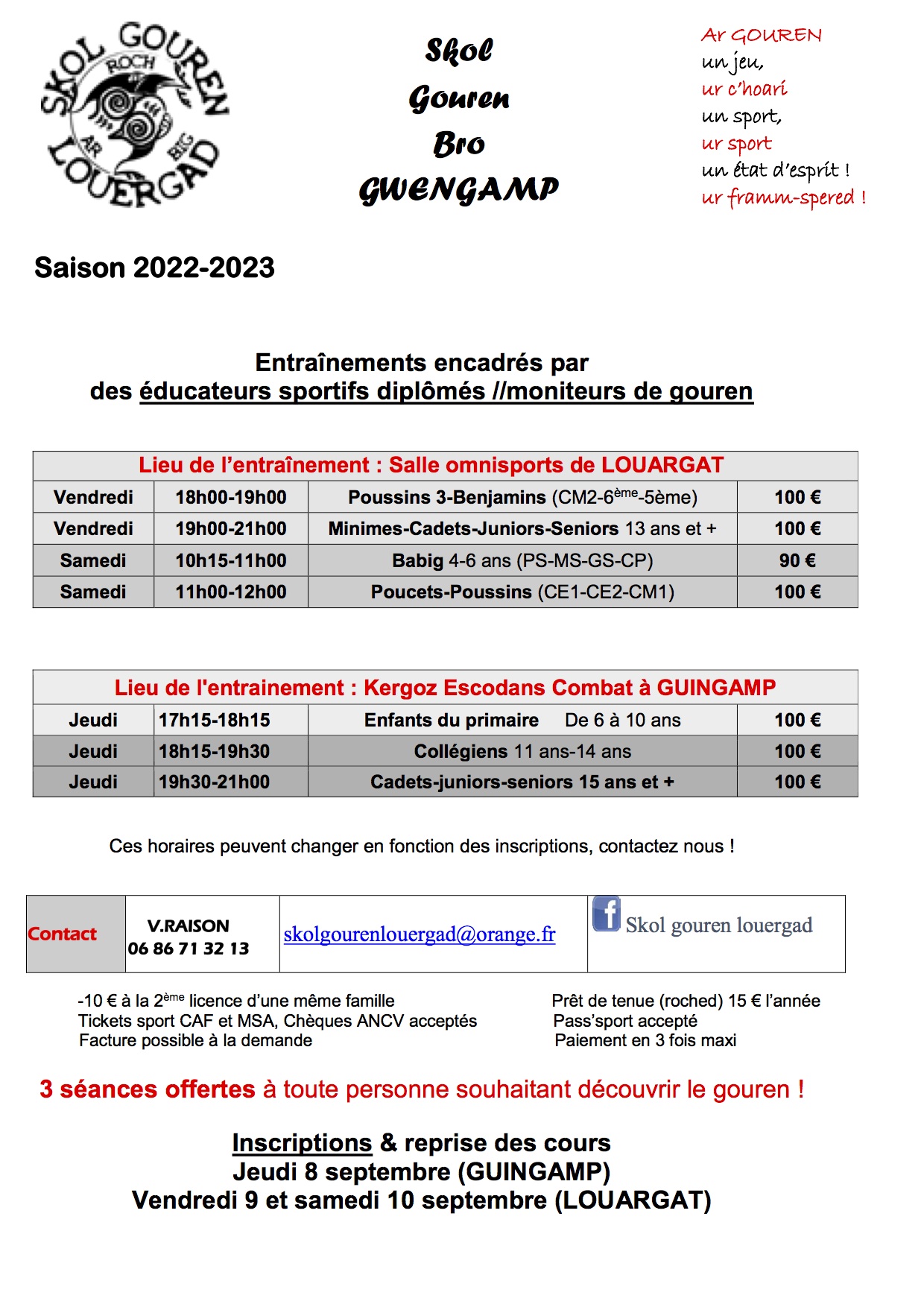 horaires Skol Gouren Louergad